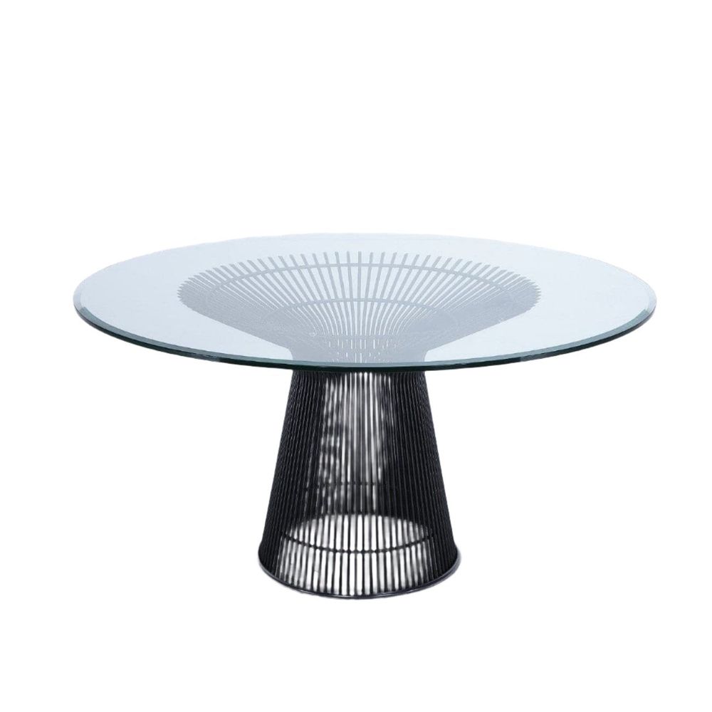 Platner Stainless Steel Dining Table with Glass Top
