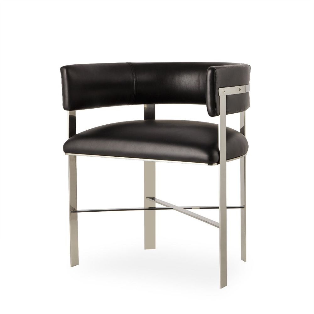 Kelly Hoppen Art Dining Chair - Black Leather/ Stainless Steel