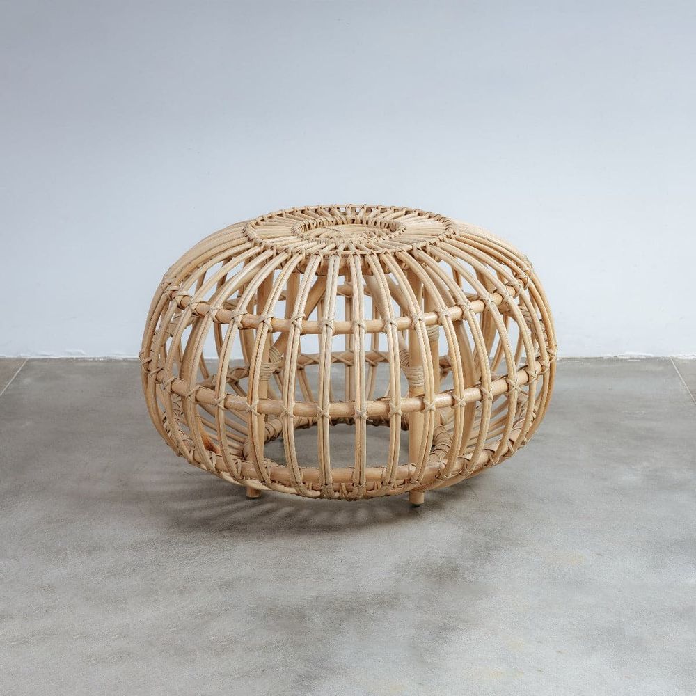 Albini Rattan Round Table Ottoman