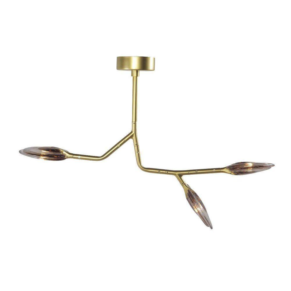 Branching Reniform Art Glass Chandelier - 3 Bulb