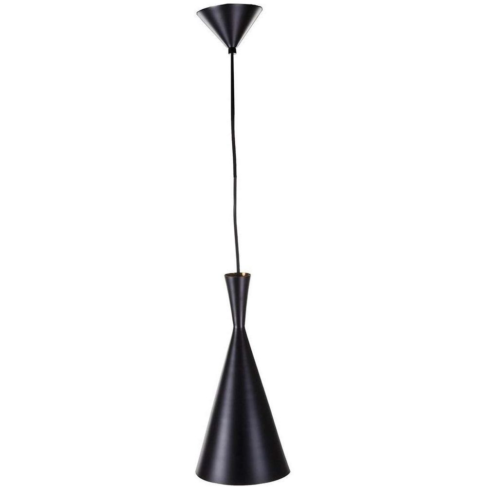 Beat Light Tall Cone Pedant - Black with Hammered Gold Interior
